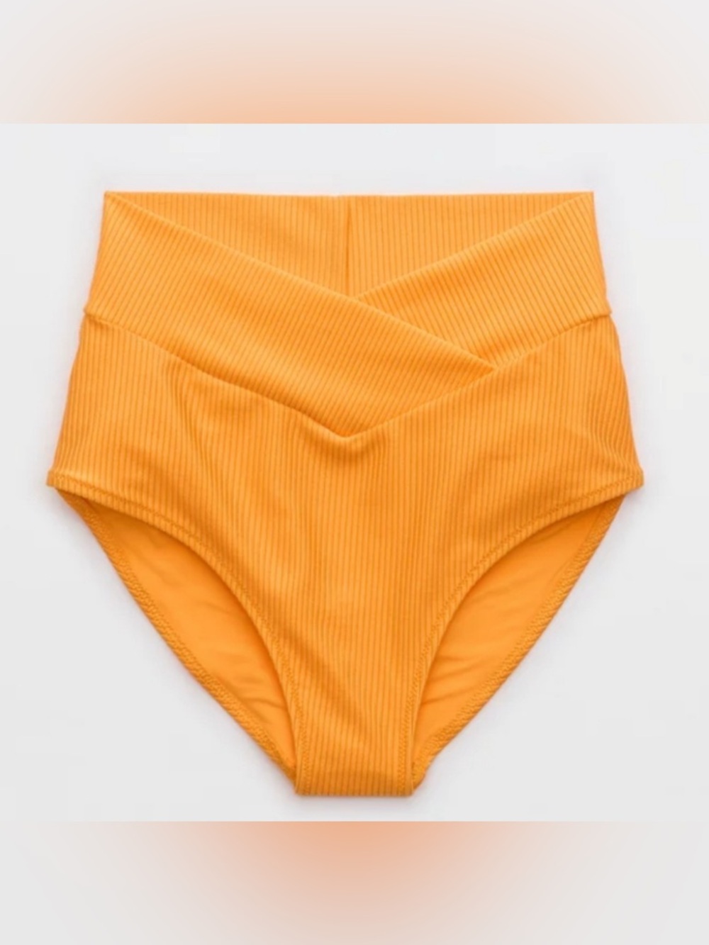 Aerie Shine Rib Crossover High Waisted Bikini Bottoms - Picture 3 of 11